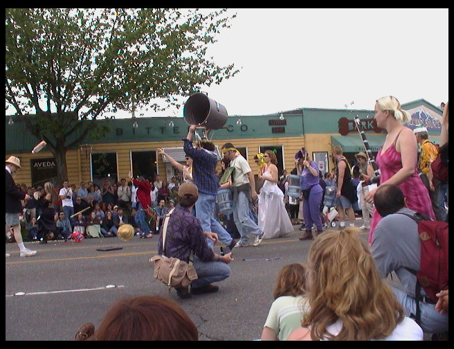This band was playing water bottles.