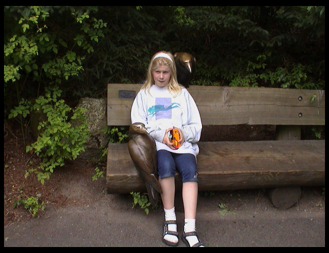 Lisa surrounded by ravens.