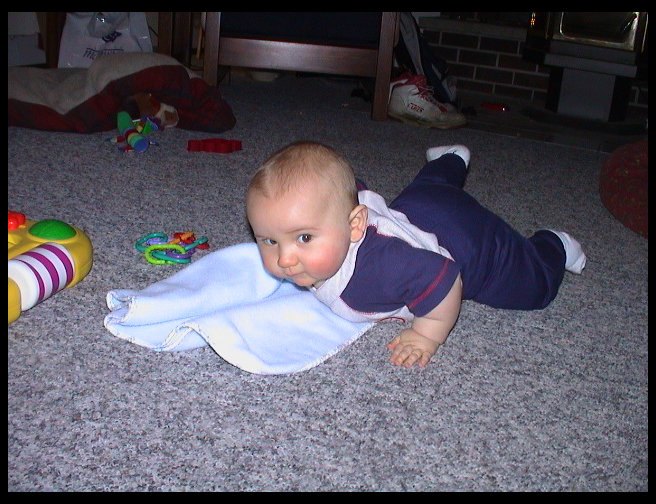 See...he got over to his blanket.