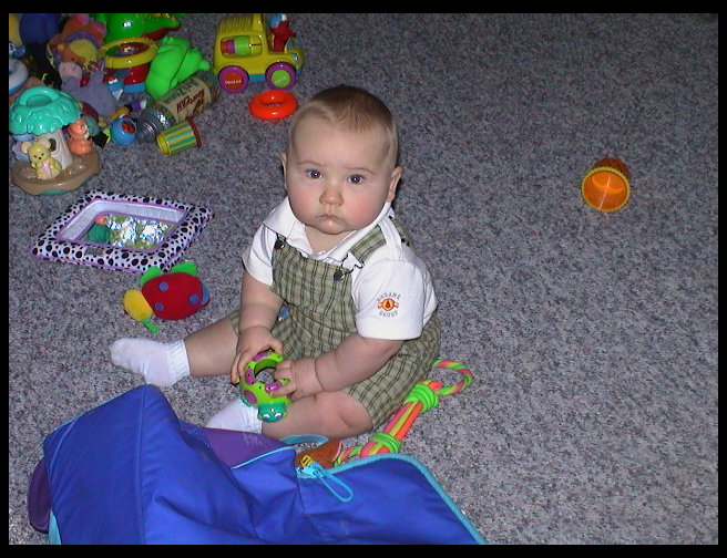 Logan playing like a big boy.