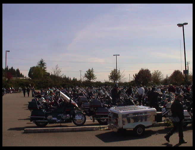 I am basically standing in the middle of the lot looking on one direction here.  There were over a 1000 riders here on Sunday.