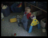 Logan is starting to use his piano as a walker.