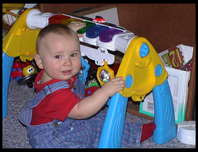 He really likes his piano.