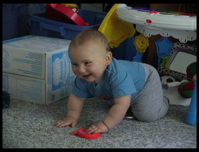 He is sure smiling for some reason.