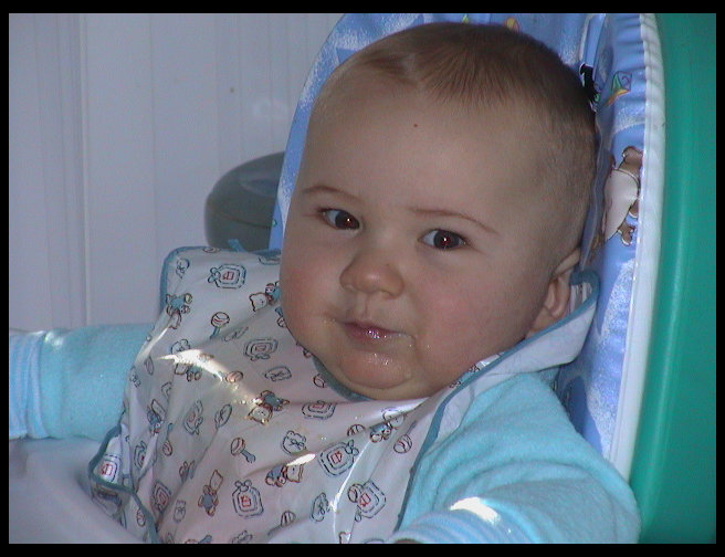 Logan preparing to eat.