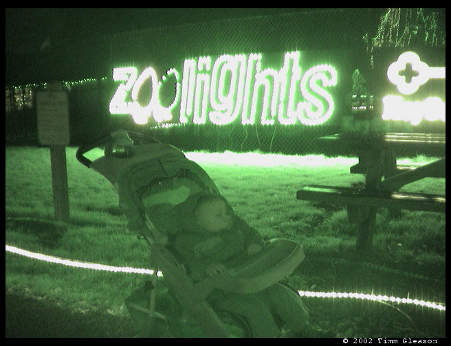 Night shot lighting of Logan in front of the sign.