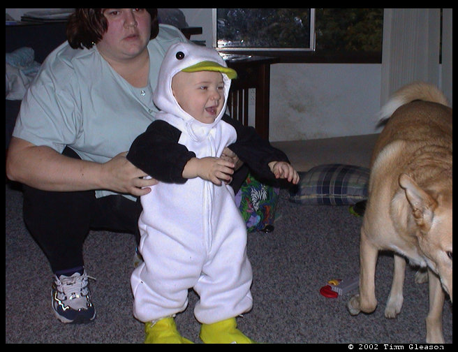 Mommy, Logan (as Wheezy the Penguin) and Maya.
