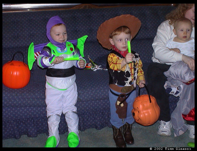Buzz and Woody preparing for candy.