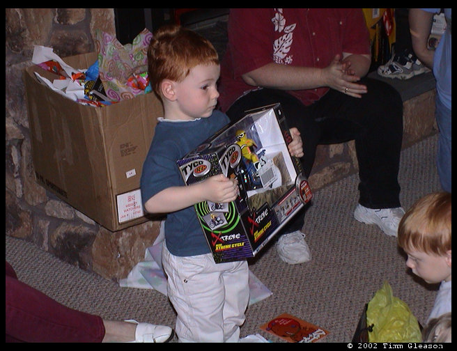 Walt showing his remote control motorcycle