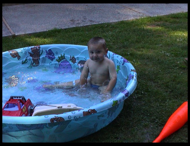 Logan in the pool
