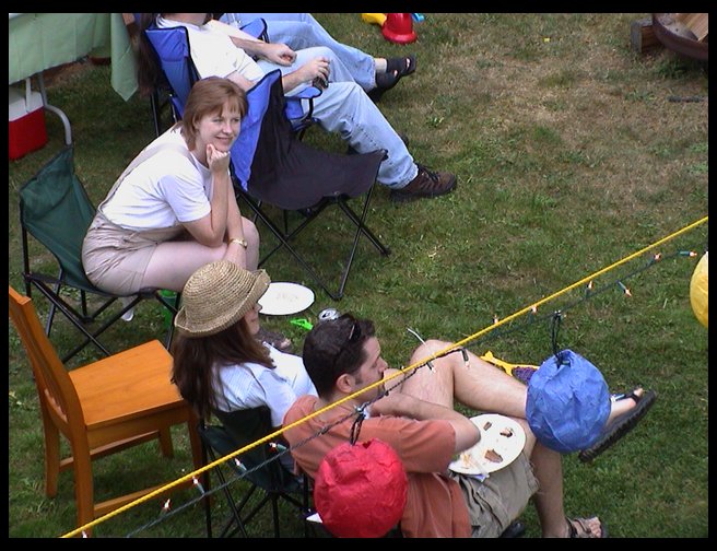 Terry, Christina and Kristi engaged in conversation.