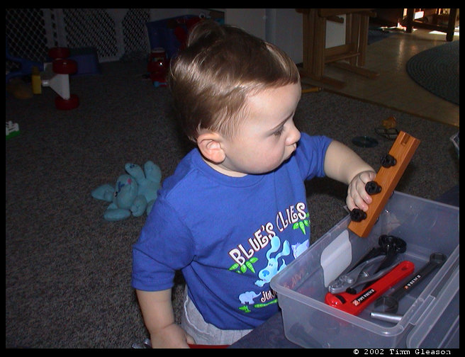 Logan loves his tools.