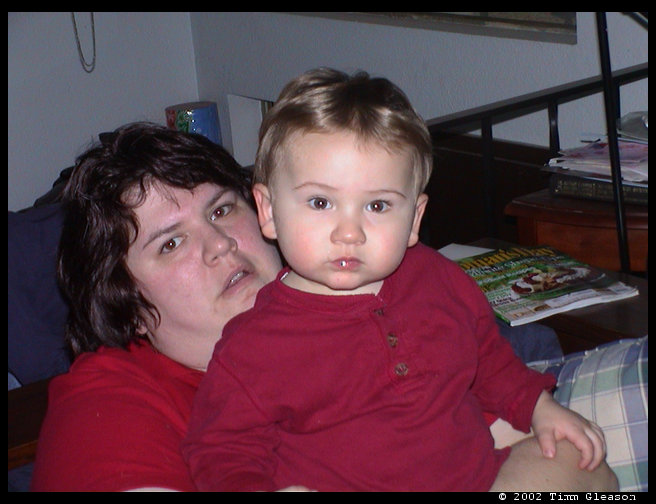 Logan and mommy posing for daddy.