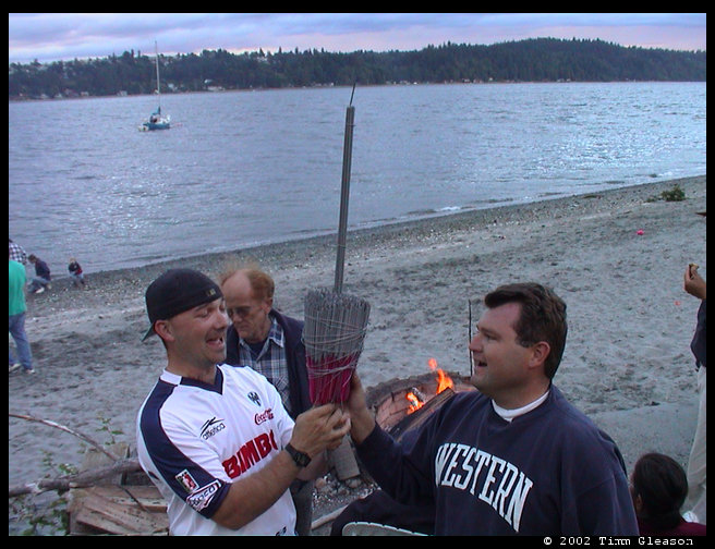 Jeff and Pasha with sparkler bomb and Herb in the background. 