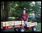 Logan in his wagon!