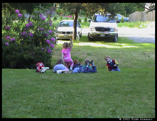 Kids in the grass at our BBQ