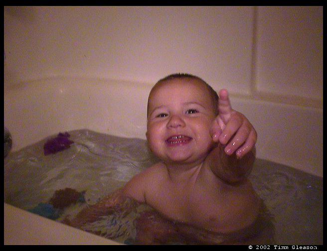 Bath photo.  Usually one of Logan's favorite times of the day.