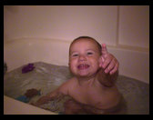 Bath photo.  Usually one of Logan's favorite times of the day.