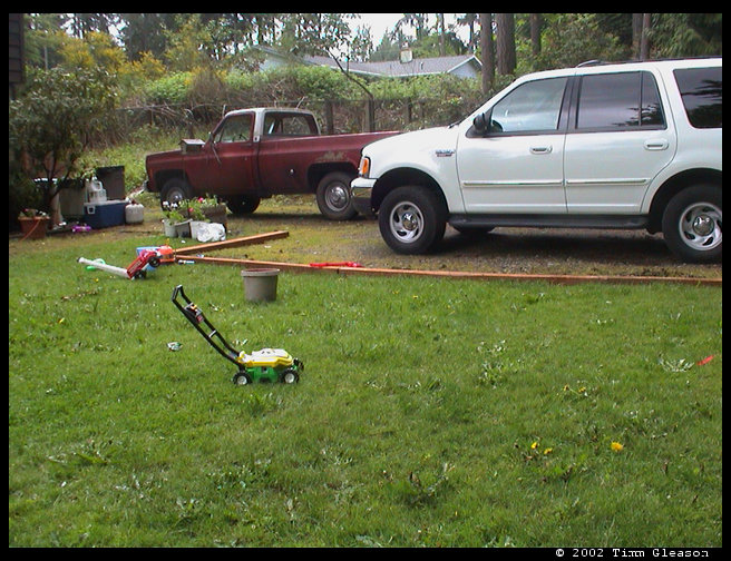 Before the walkway and looking at the landscape timbers Timm put in to denote grass from parking.