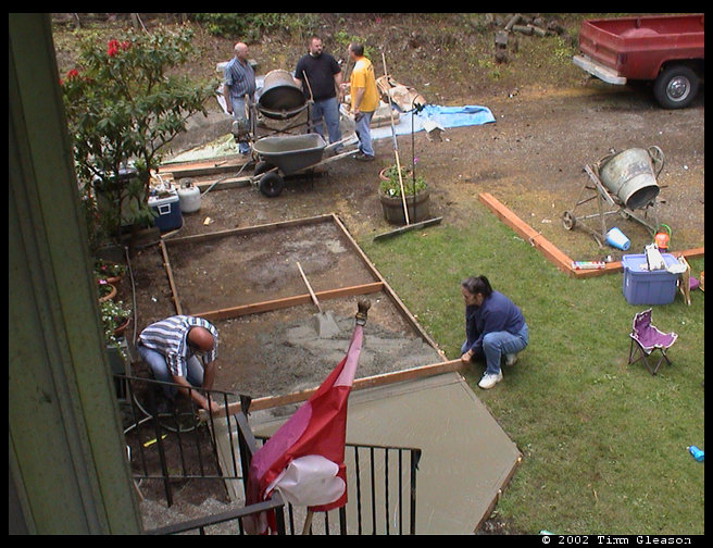 And the walkway being poured.