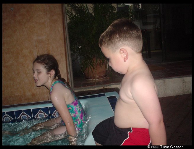 Logan and Becky in the hot tub