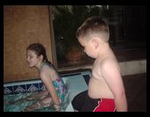 Logan and Becky in the hot tub