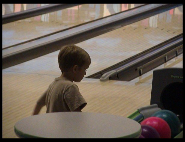 Tanner picking out his bowling ball